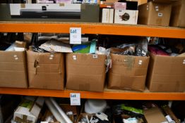 Five boxes of miscellaneous items to include clothing, household items and batteries.