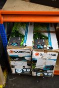 Two boxed Gardena wall-mounted automatic hose box 35m 8024 (Viewing advised, item may be slightly