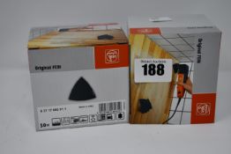 Twelve boxed as new Fein original pack of fifty grit sheets.