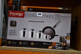 One boxed as new Dura Steel non-stick five piece cookware set.