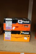 One boxed Paslode Series-i round ring shank nails for structural timber products. (Dimensions 3,1