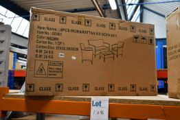 A boxed 4 pieces iron and rattan KD sofa set (Item no: GD901. Colour: brown).