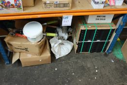 A quantity of garden equipment and related items to include one Durhand electric chainsaw and one