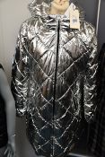 An as new James Lakeland metallic long puffa coat in silver (L/14 - RRP £345).