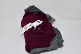 An as new Ralph Lauren classics grey V-neck jumper (Size L) and an as new Ralph Lauren 1/4 zip