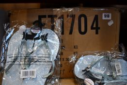 Sixty pairs of as new Sand Rocks Mandala Print flip-flops in blue and pink (Various sizes).