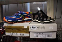 Two pairs of Geox Respira footwear; Android trainers (UK 5) and Sand Vegas sandals (UK 3).