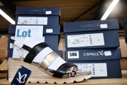 Five pairs of ladies boxed as new Caprice sandals (UK 4, 4.5, 5 and 5.5).