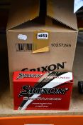 Twelve boxes of twelve as new Srixon Distance golf balls.