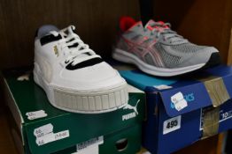 A pair women's of Puma Cali Sport Mix trainers (UK 5) and a pair of women's Asics Gel-Braid trainers