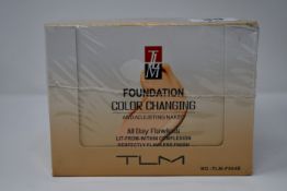 Twelve boxed as new TLM Colour Changing Foundation 30ml (TLM-F054B).