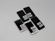 Five pre-owned Apple iPhone 6s (Global/A1688) sold for parts (3 x Space grey, 2 x Rose gold) (All