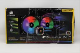A boxed as new Corsair Hydro Series H115i RGB PLATINUM 280mm Liquid CPU Cooler (Cosmetic damage to