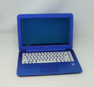 A pre-owned HP Stream Notebook PC 13 Intel Celeron 1.6 GHz, 2 GB RAM, 32 GB SSD in Blue running