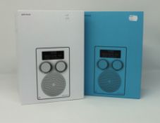 Six pre-owned boxed John Lewis Spectrum DAB/FM Digital Shower Radios (four white, one blue) (