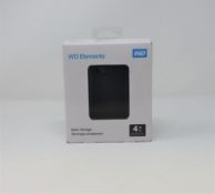 A boxed as new WD Elements 4TB USB 3.0 Portable Hard Drive (WDBU6Y0040BBK-WESN) (Box opened).