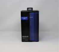 A boxed as new Ultimate Ears Megablast Portable Wireless Bluetooth Speaker in Blue (Box sealed,