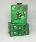 Three boxed as new PowerA Fusion Wired Gaming Headsets in Emerald Fade (some cosmetic damage to