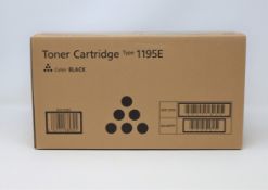 Three boxed as new Ricoh 431147 1195E Black Toner Cartridges (One box opened, two sealed).