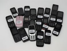 Twenty pre-owned basic mobile phones including Nokia, Alcatel, Mobiwire and others (All FRP clear).