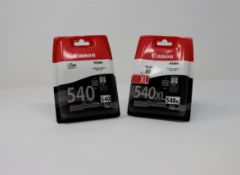 Three as new Canon Pixma 540 XL Fine Ink Cartridges and three as new Canon Pixma 540 Fine Ink