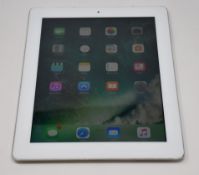 A pre owned iPad 4th Gen 16GB in white, cosmetic wear to case (Serial: DMPKKHFWF190) (iCloud