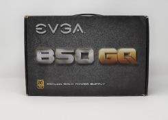 A pre-owned EVGA 850 GQ 80 Plus Gold Hybrid Modular ATX PSU Power Supply with cables and original