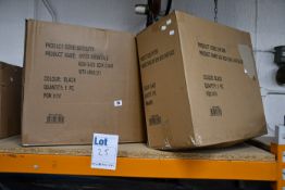 Two as new Office Essentials mesh back desk chairs in black (Cosmetic damage to boxes).