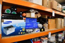 A quantity of assorted printer ink/toner cartridges, printers and parts.