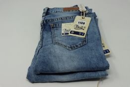 One as new Toxik 3 denim jeans with heart shaped stud decoration size UK 06. One as new Toxik 3