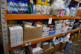 A quantity of disposable rubber gloves in various sizes.