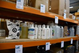 A quantity of hand sanitizer, disinfectant and related items.