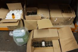 A box of hotel style mini soaps, a box of hotel style bath & shower gels and a box of hotel style