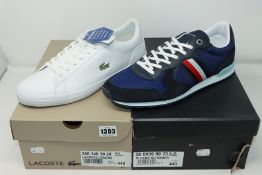 One as new Lacoste white Lerond trainers size UK 10 (3401461020). One as new Blue Iconic Mix