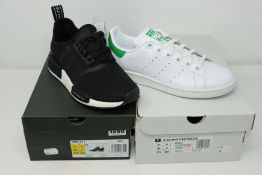 One as new Adidas Stan Smith size UK 4 (FP2227). One as new Adidas NMD_R1 Shoes size UK 4 (CG6245).