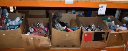 Four boxes of miscellaneous items to include one Petzl rescue pulley, one Bathbomb Cosmetics Whale