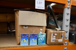 A quantity of O2 6GB unlimited minutes and texts £10 contract free sim cards and a quantity of EE