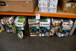 Six boxed Gardena wall-mounted automatic hose boxes 8024 (Some items may be slightly damaged or