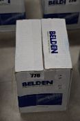 A boxed as new Belden 152 meters spool of mouse wire (Box unsealed).