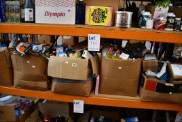 Five boxes of miscellaneous items to include one Facom Pro-Twist hex screwdriver, Meyle brake pad