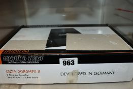 One boxed Ground Zero GZIA 2080HPX-II Amplifier in black.