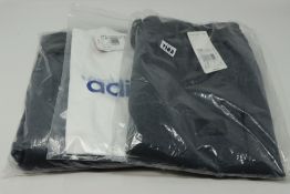 One men's as new Adidas grey joggers size M (GD5274). One as new Adidas white t-shirt size 4-5y (