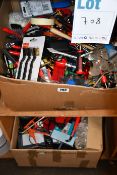 Two boxes of as new and pre-owned tools to include drills, spanners, Allen keys, screwdrivers and