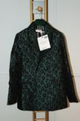 One women's pre-owned Anine Bing Madeleine double-breasted leopard-jacquard blazer in green size