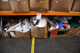 Five boxes of miscellaneous items to include one Mac Tools 1/4 collet extended mini die grinder, one