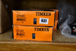 Four boxed as new Timken spherical roller bearings (22316EJW33).