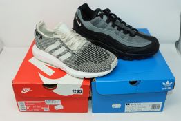 One as new Adidas Swift run trainers size UK 7.5 (B37736). One as new Nike Air Max 95 Essential size
