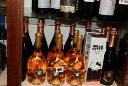 Ten Torti Casaleggio rose (750ml), five Miraval Cotes De Provence rose (750ml) and two Hello Kitty