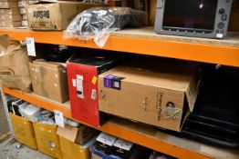 A box of assorted as new and pre-owned small electrical items and accessories, a box of assorted