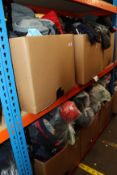 Six boxes and four bags of assorted clothing and related items.